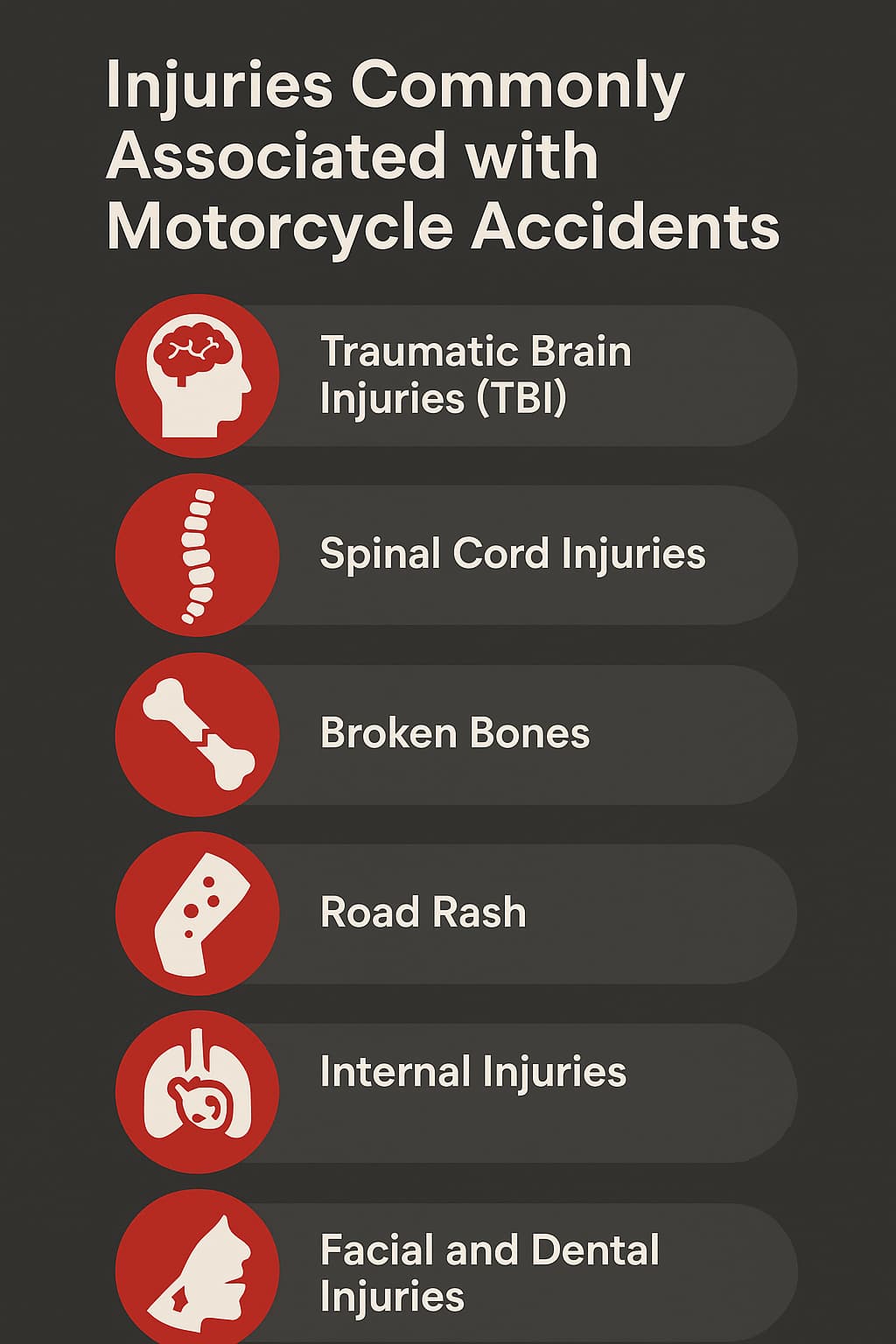 Injuries Associated with Motorcycle Accidents